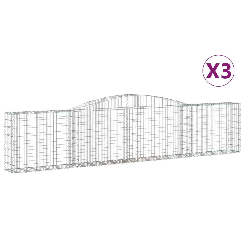 Coșuri gabion arcuite 3 buc, 400x30x80/100 cm, fier galvanizat