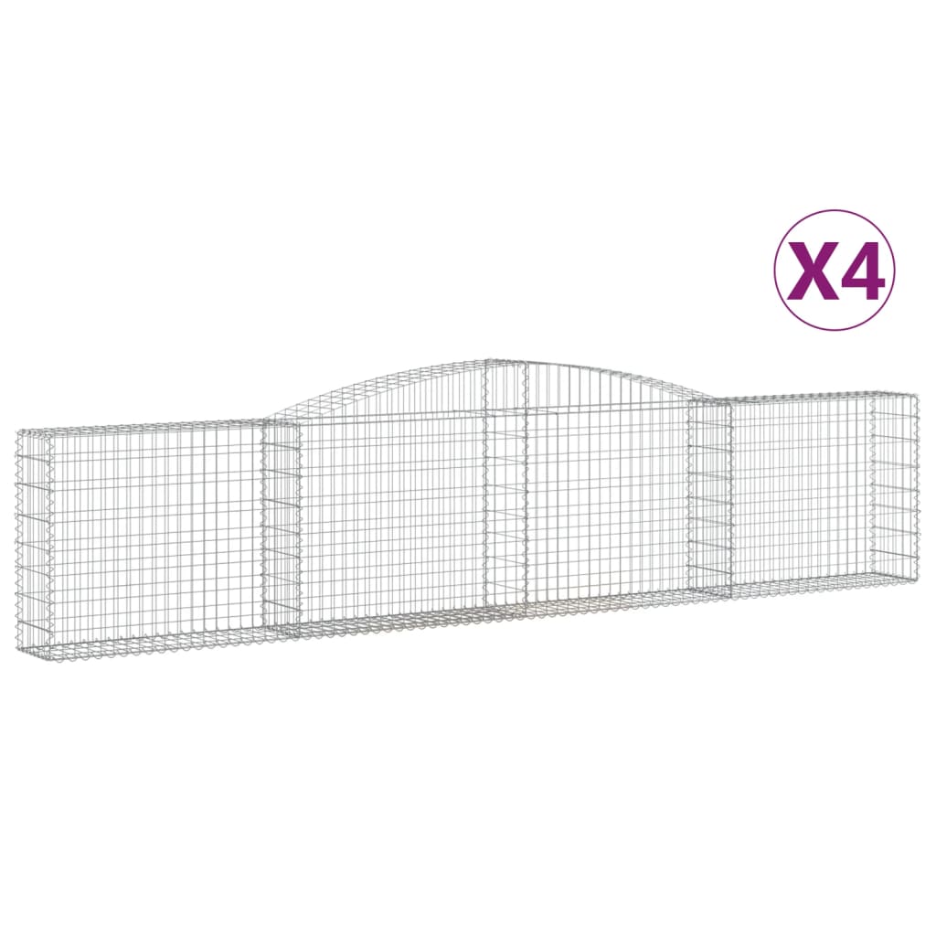 Coșuri gabion arcuite 4 buc, 400x30x80/100 cm, fier galvanizat