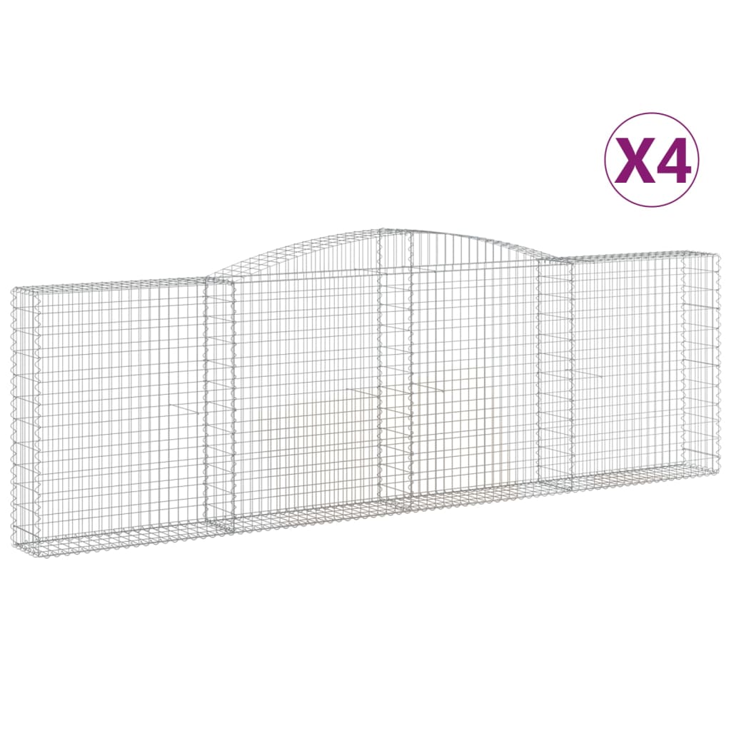 Coșuri gabion arcuite 4 buc. 400x30x120/140cm fier galvanizat