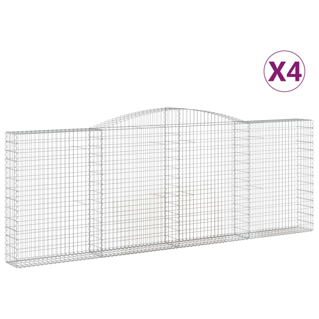 Coșuri gabion arcuite 4 buc, 400x30x140/160 cm, fier galvanizat