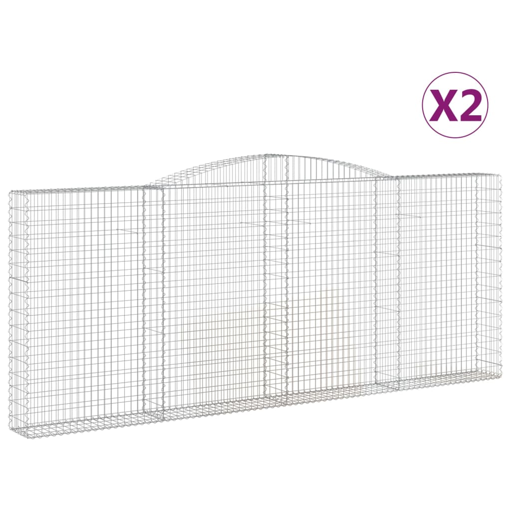 Coșuri gabion arcuite 2 buc. 400x30x160/180 cm fier galvanizat