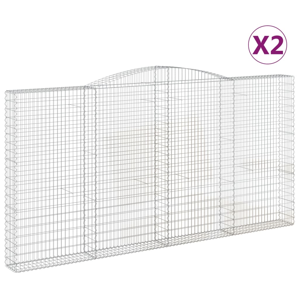 Coșuri gabion arcuite 2 buc. 400x30x200/220 cm fier galvanizat