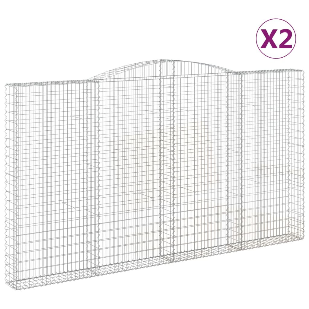 Coșuri gabion arcuite, 2 buc, 400x30x220/240cm, fier galvanizat