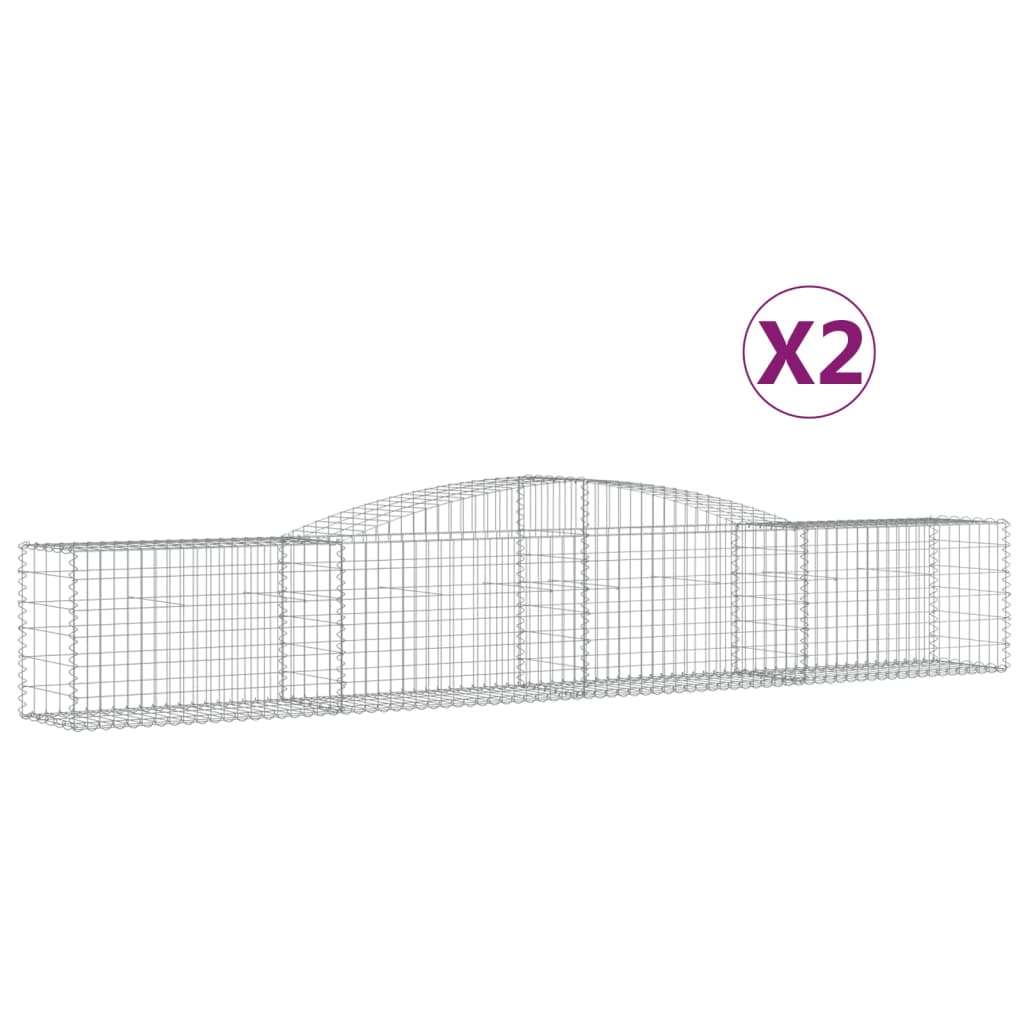 Coșuri gabion arcuite 2 buc, 400x50x60/80 cm, fier galvanizat