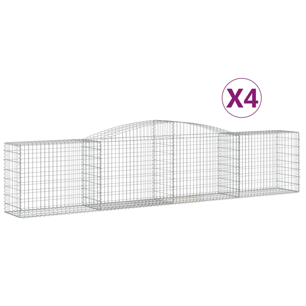 Coșuri gabion arcuite 4 buc, 400x50x80/100 cm, fier galvanizat