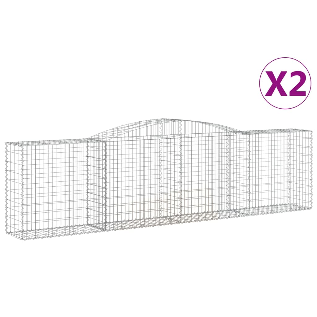 Coșuri gabion arcuite 2 buc, 400x50x100/120 cm fier galvanizat