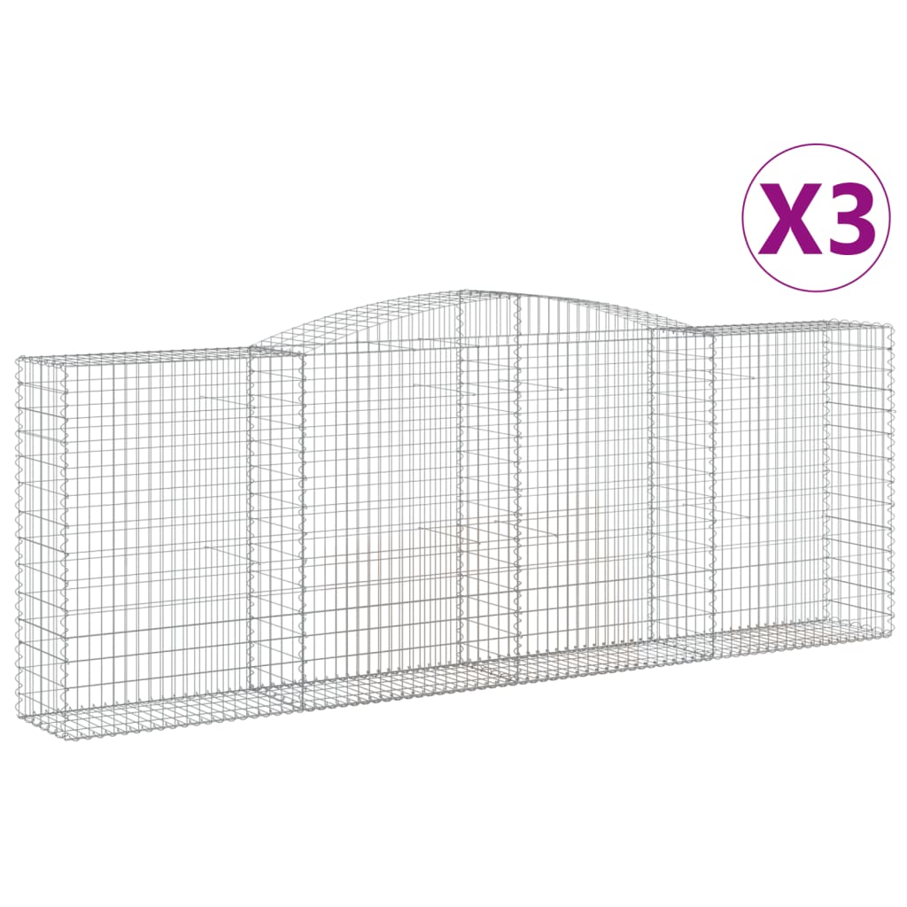 Coșuri gabion arcuite 3 buc, 400x50x140/160 cm, fier galvanizat