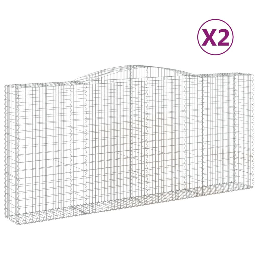 Coșuri gabion arcuite 2 buc, 400x50x180/200 cm, fier galvanizat