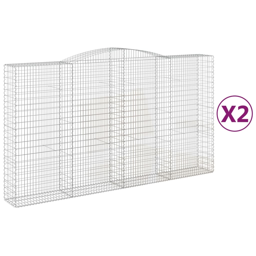 Coșuri gabion arcuite, 2 buc, 400x50x220/240cm, fier galvanizat