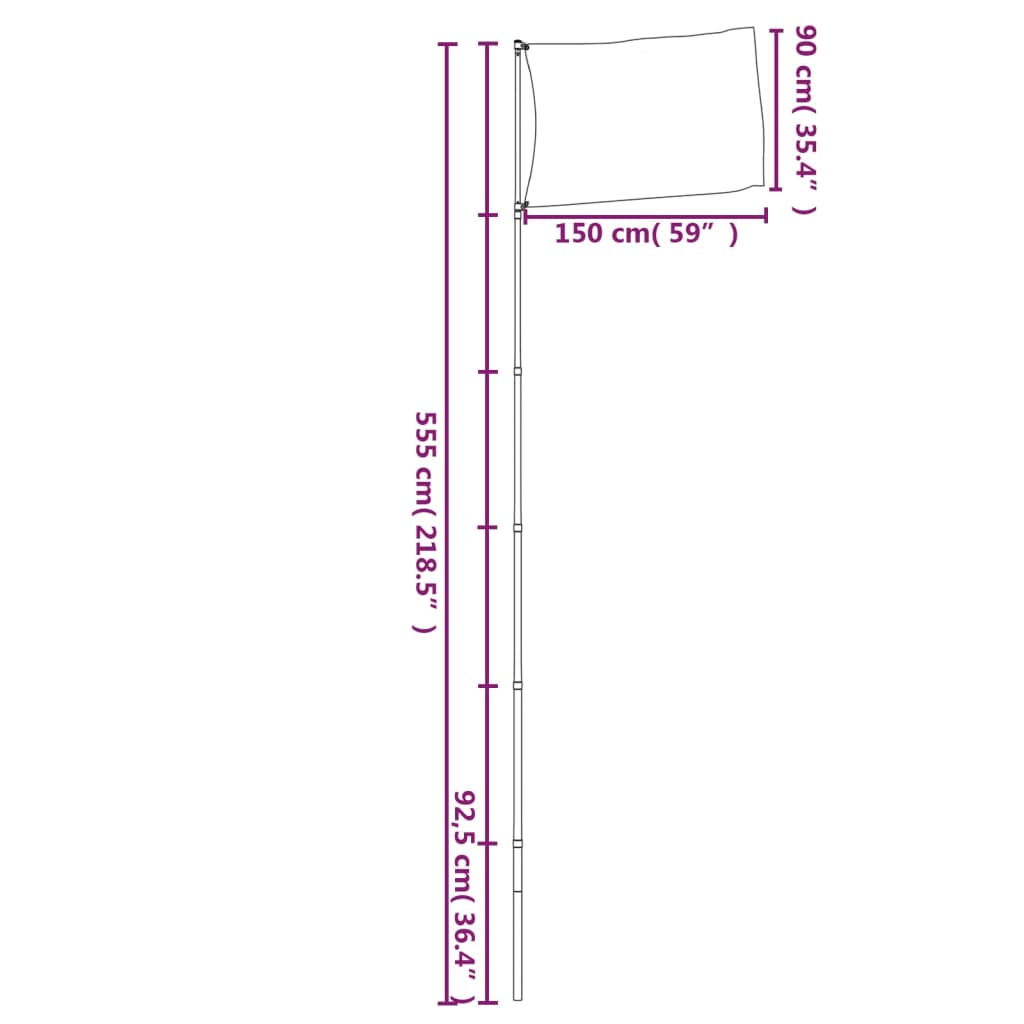 Steag Marea Britanie și stâlp din aluminiu, 5,55 m