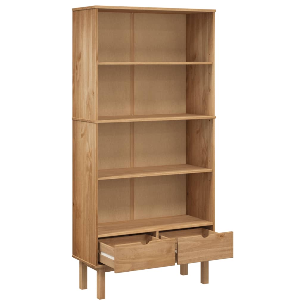 Bibliotecă „OTTA” cu 2 sertare, maro, lemn masiv de pin