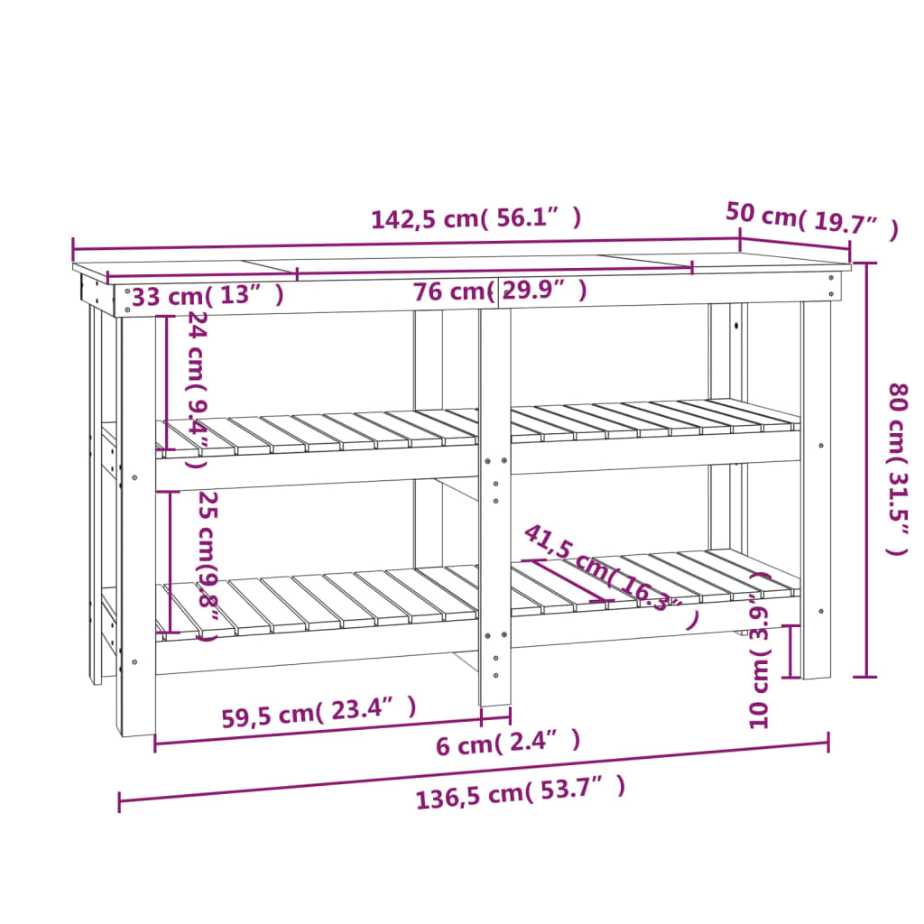 Banc de lucru, gri, 142,5x50x80 cm, lemn masiv pin