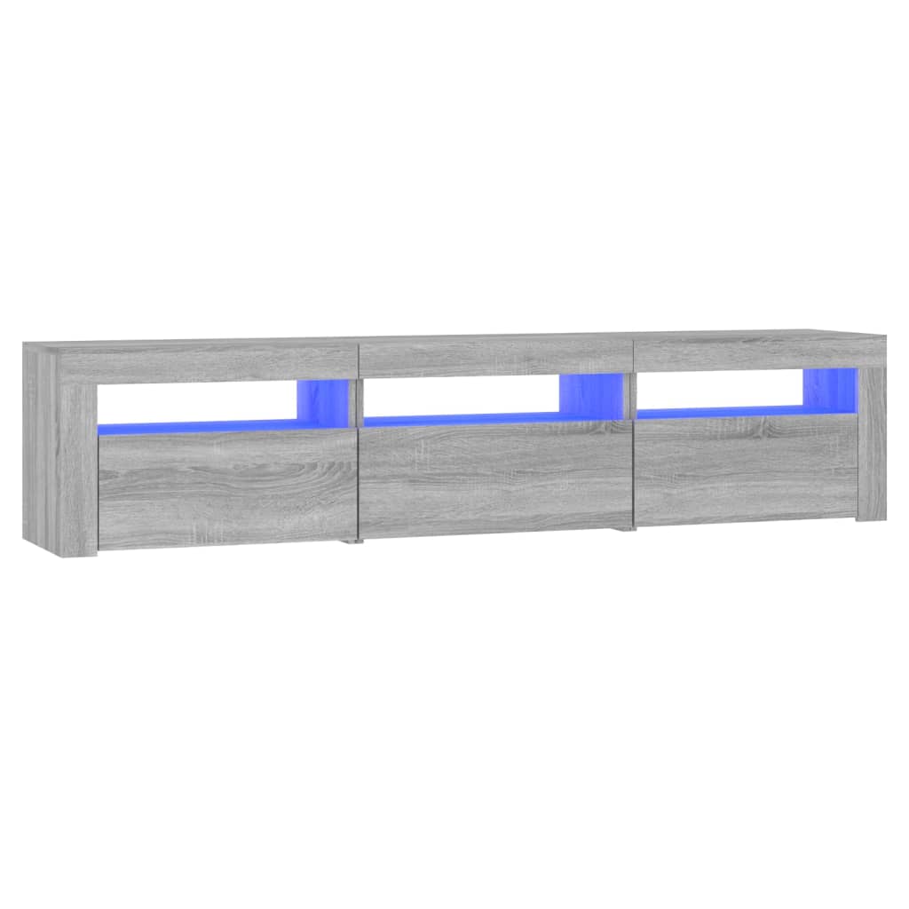 Comodă TV cu lumini LED, gri sonoma, 180x35x40 cm