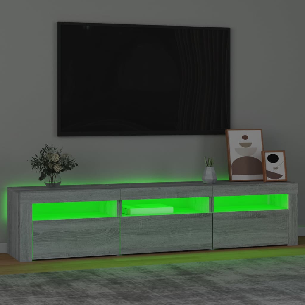 Comodă TV cu lumini LED, gri sonoma, 180x35x40 cm