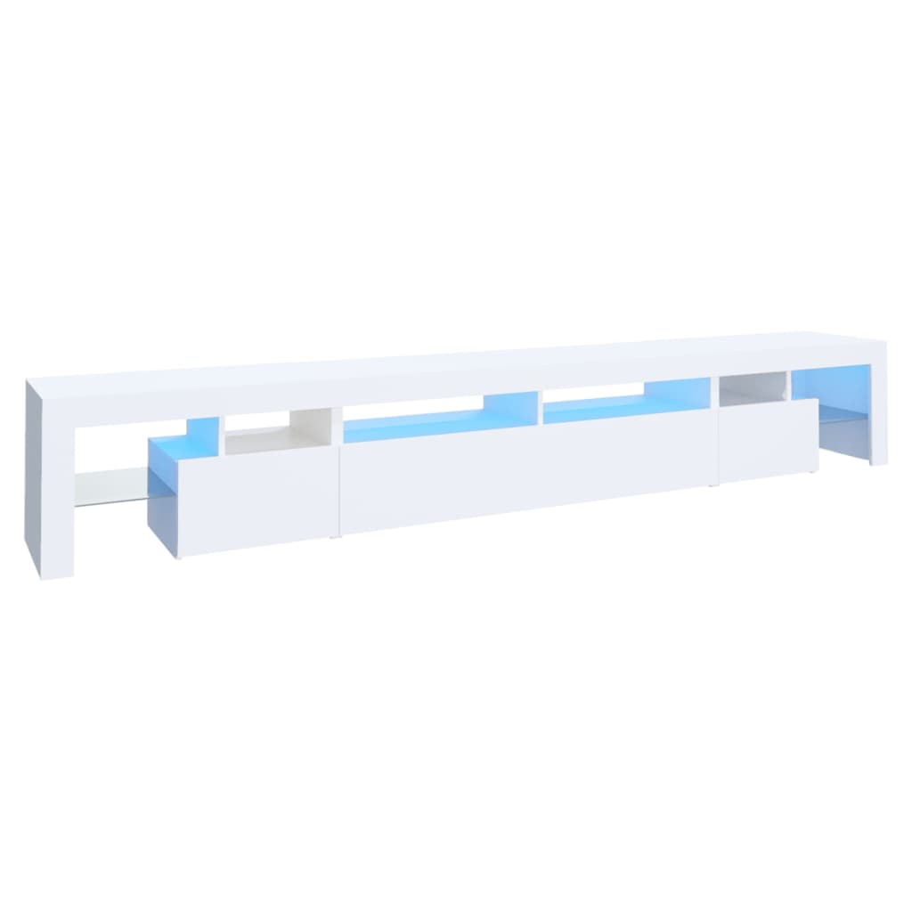 Comodă TV cu lumini LED, alb, 260x36,5x40cm