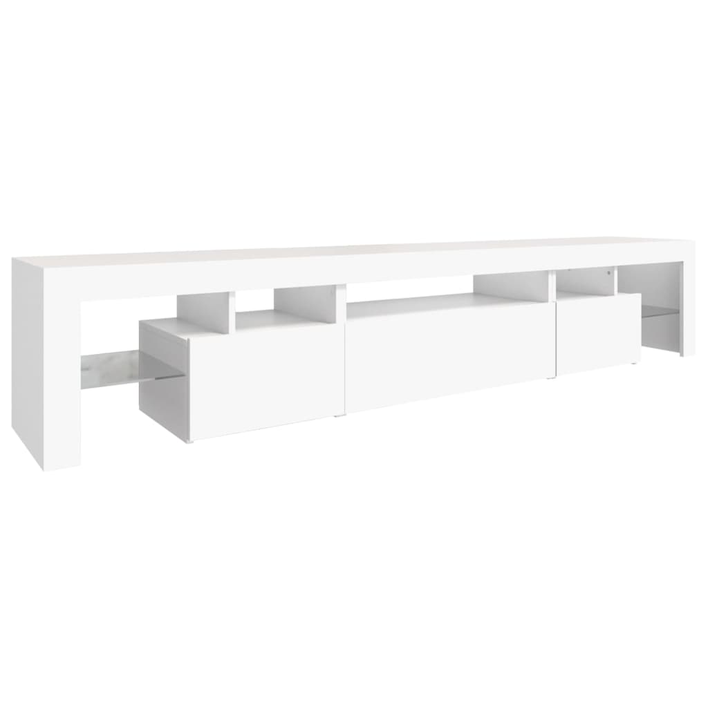 Comode TV cu lumini LED, alb，215x36,5x40