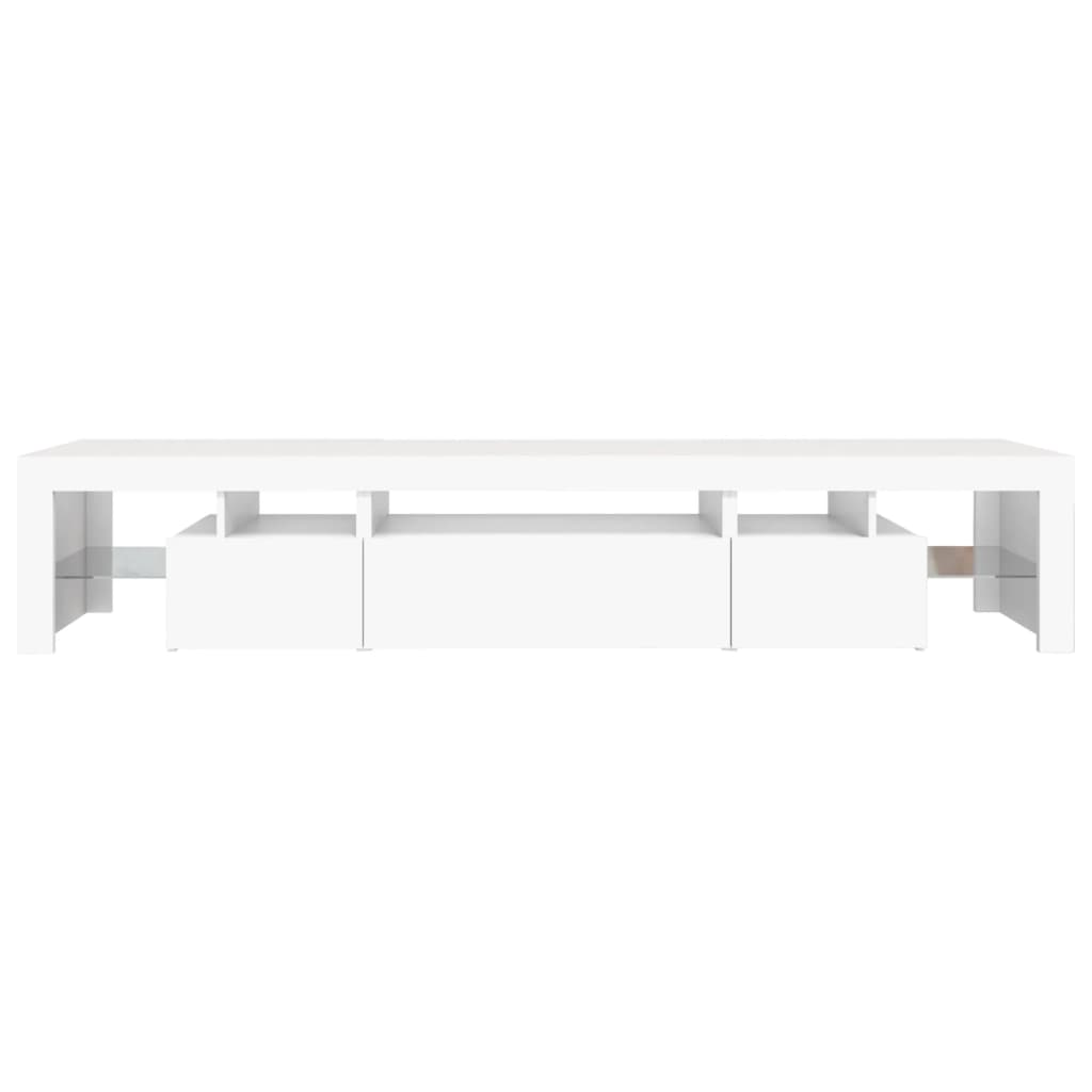 Comode TV cu lumini LED, alb，215x36,5x40