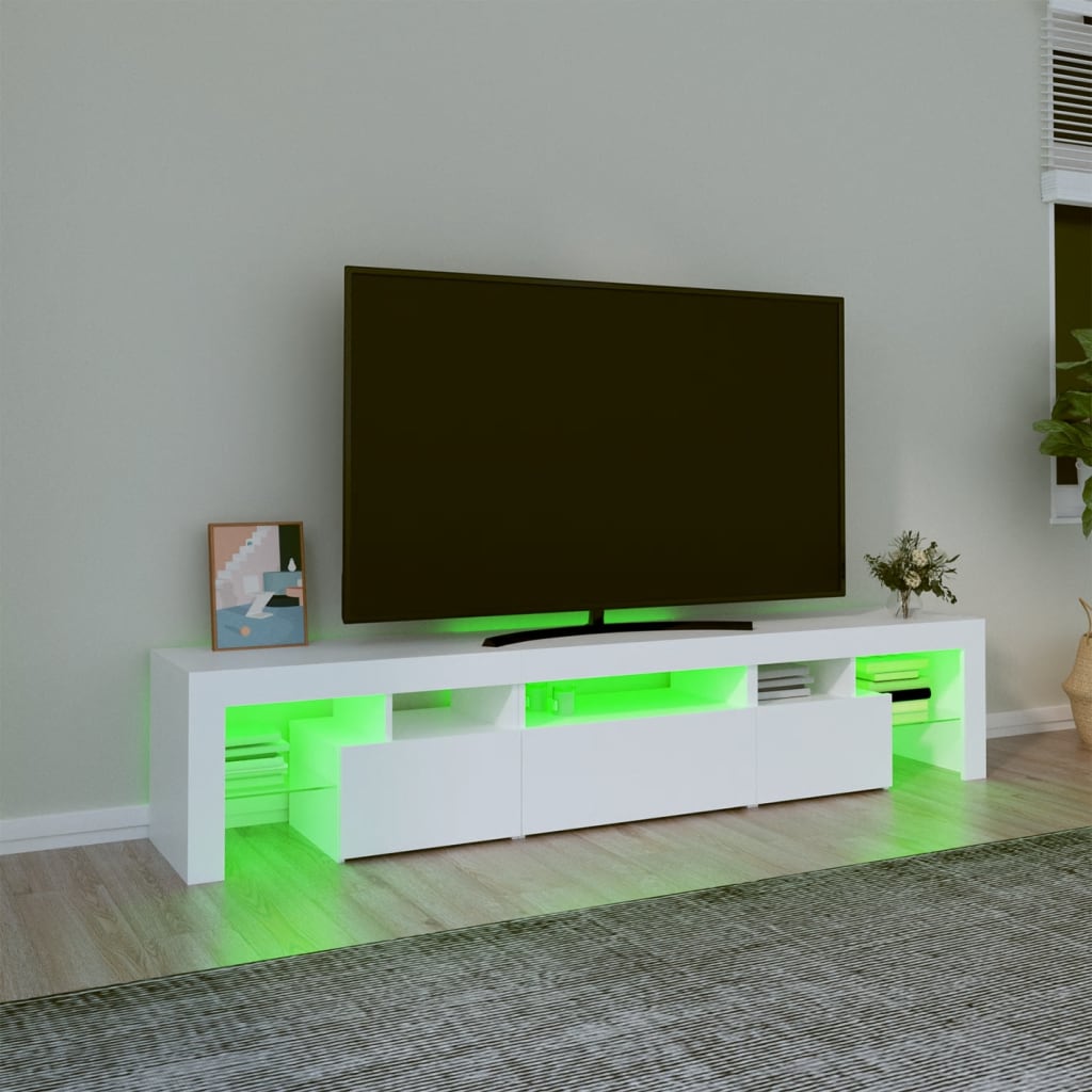 Dulap TV cu lumini LED alb 200x36,5x40 cm