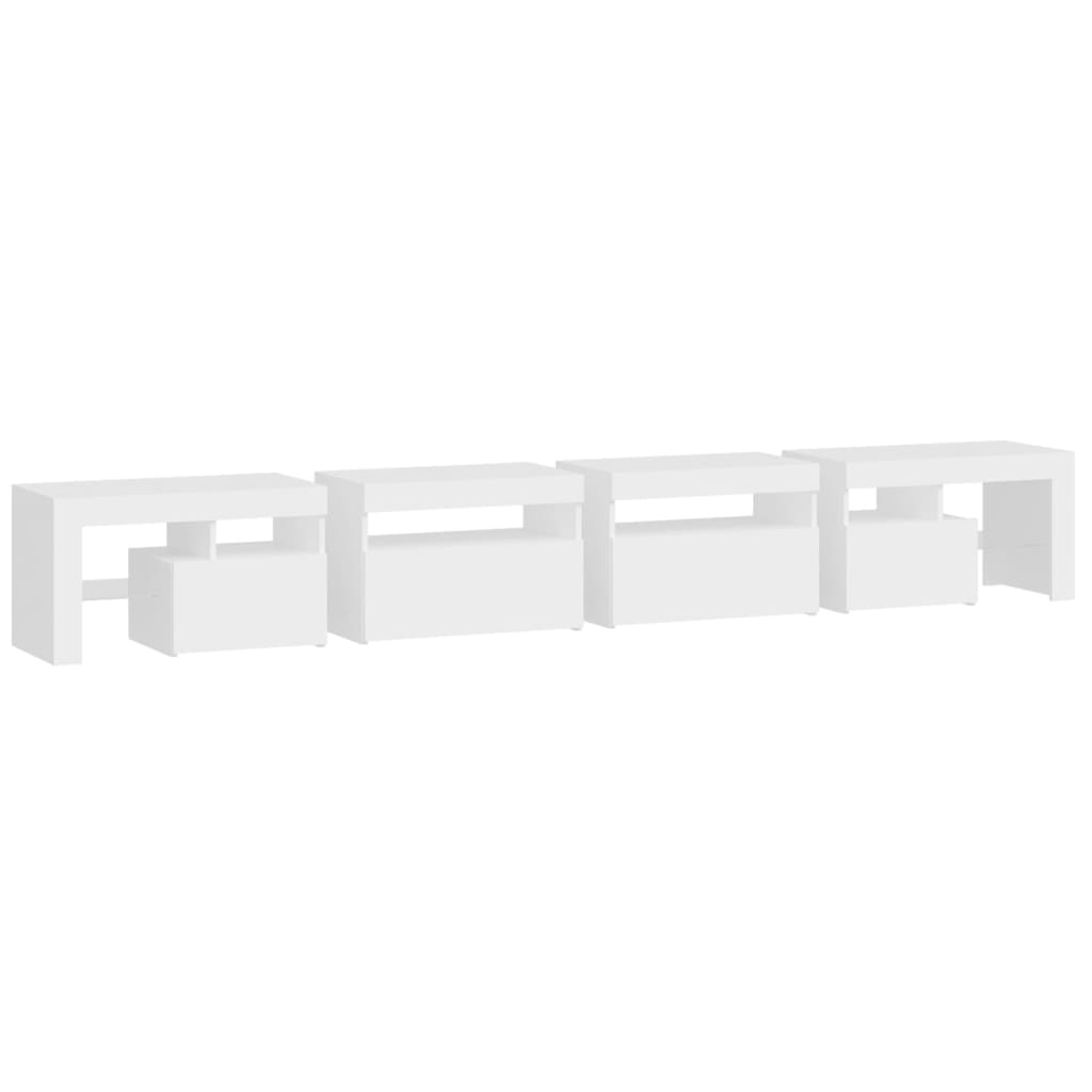 Comodă TV cu lumini LED, alb, 260x36,5x40cm