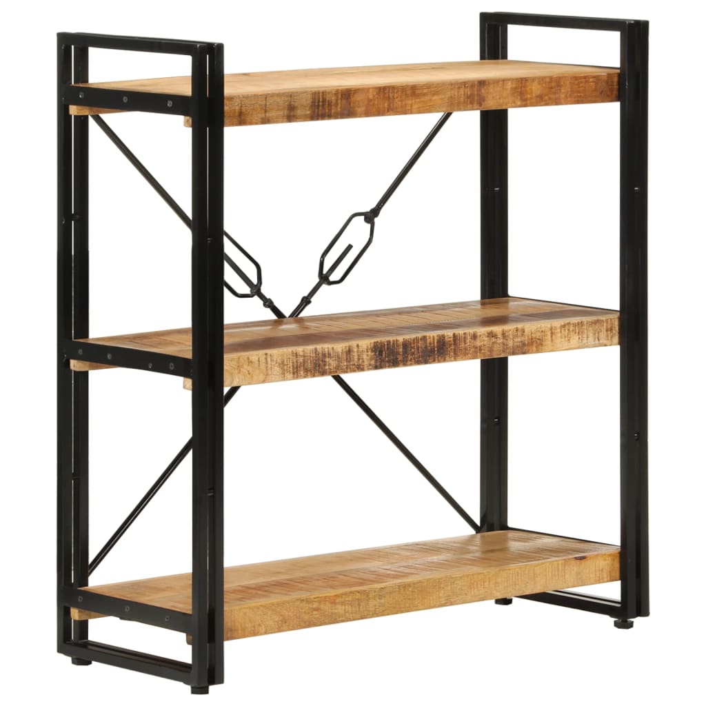 Bibliotecă cu 3 niveluri, 77x30x80 cm, lemn masiv mango și fier