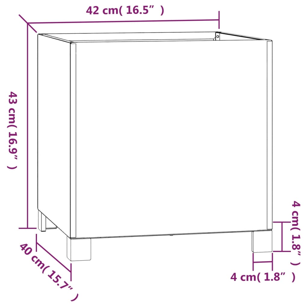 Jardiniere cu picioare 2 buc. ruginiu 42x40x43 cm oțel corten