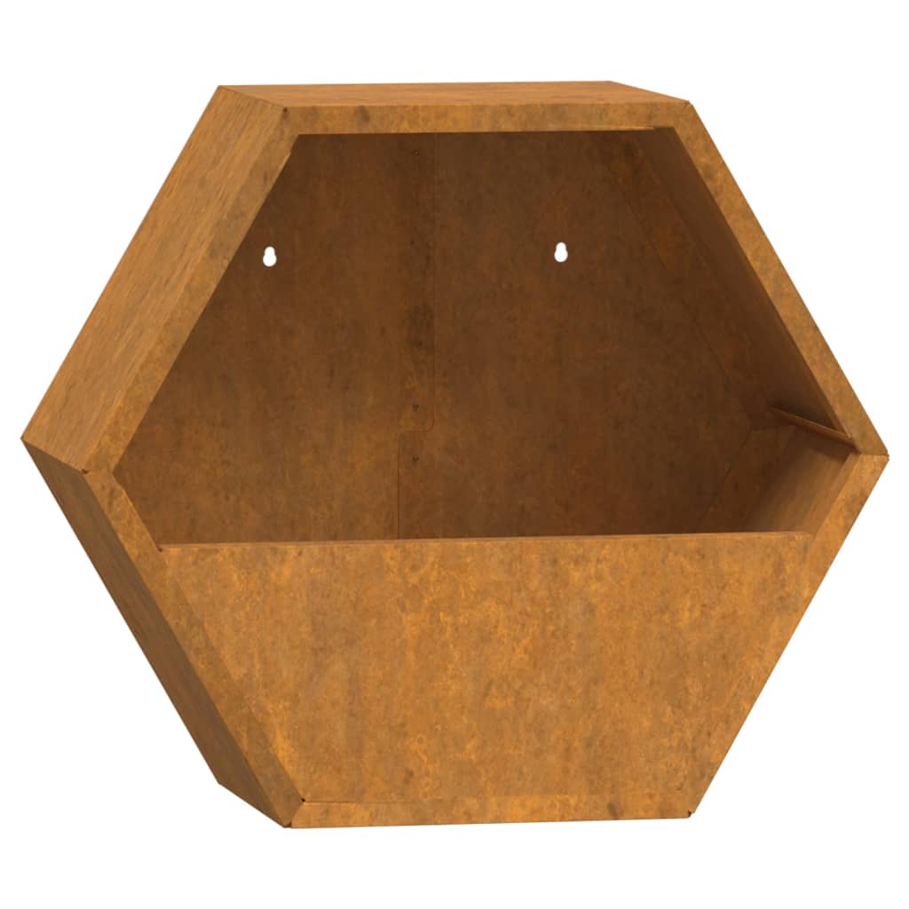 Jardiniere de perete, 2 buc., ruginiu, 30x10x25 cm, oțel corten