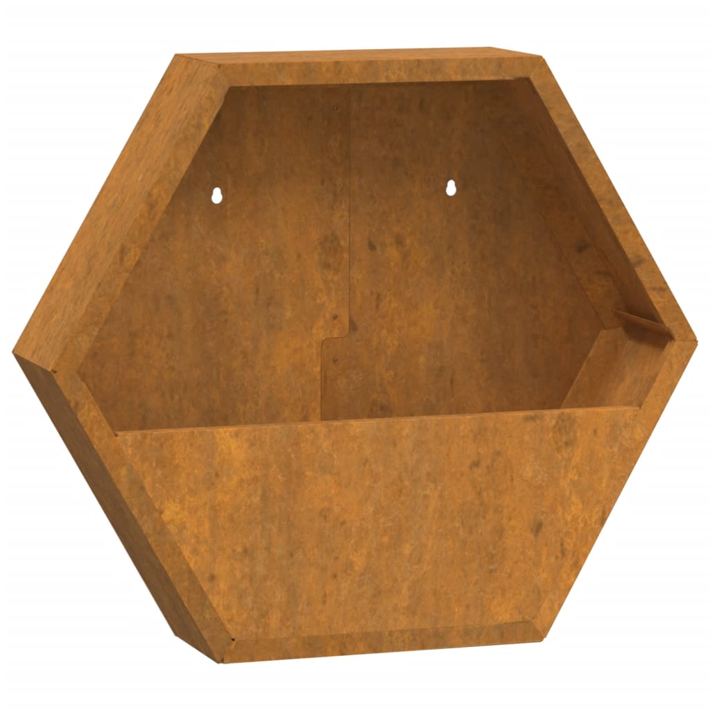 Jardiniere de perete, 2 buc., ruginiu, 46x10x40 cm, oțel corten