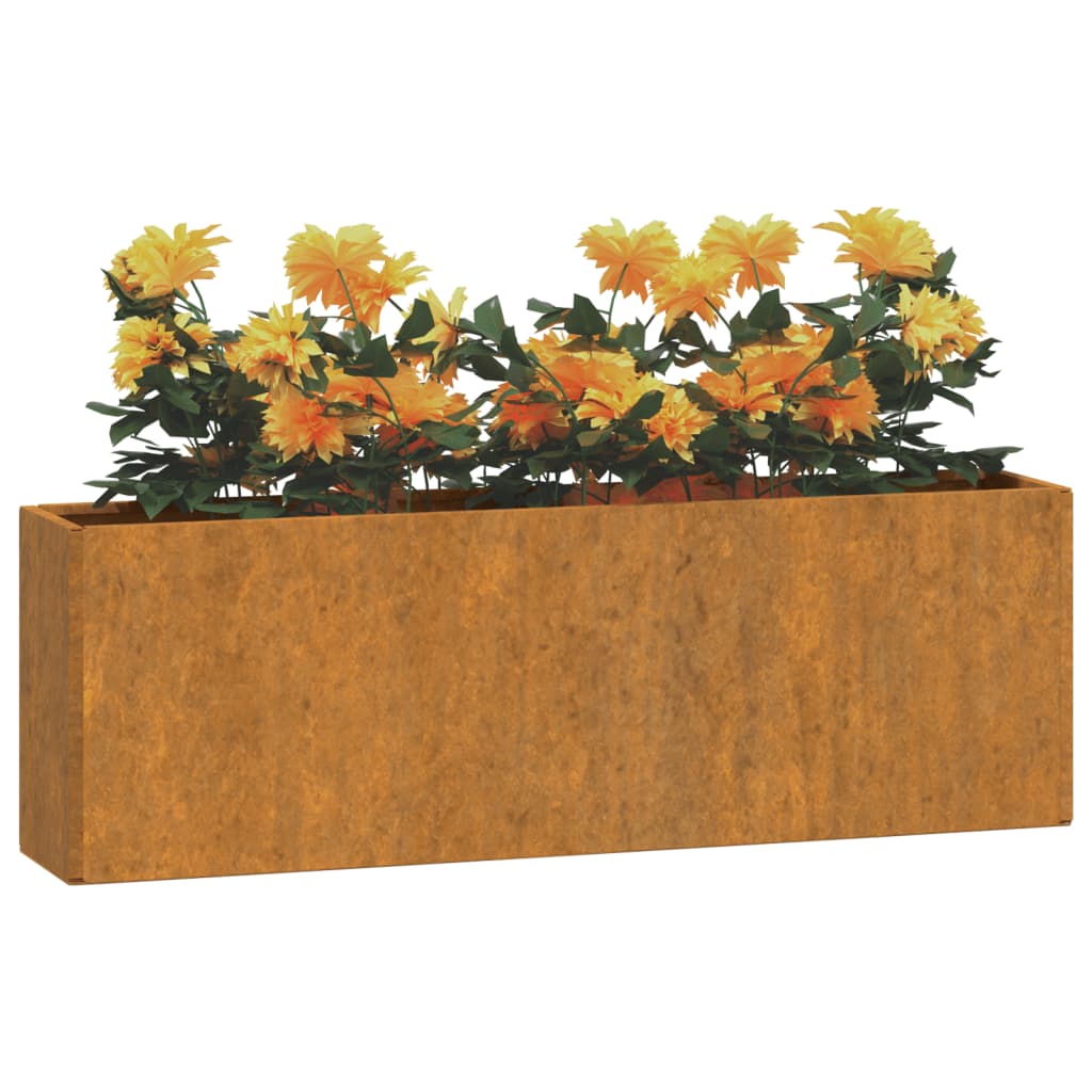 Jardiniere de perete, 2 buc., ruginiu, 53x10x17 cm, oțel corten