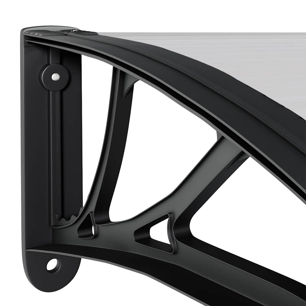 Door canopy, black and transparent, 150x80 cm, polycarbonate
