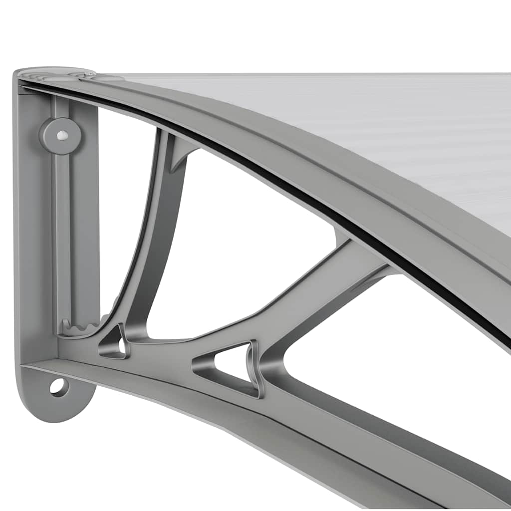 Door canopy, gray and transparent, 100x80 cm, polycarbonate