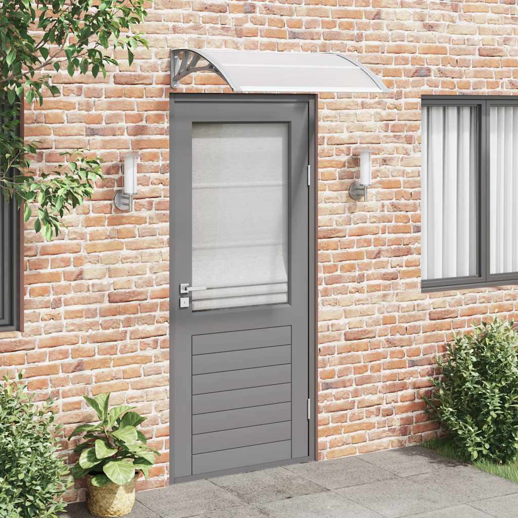Door canopy, gray and transparent, 100x80 cm, polycarbonate