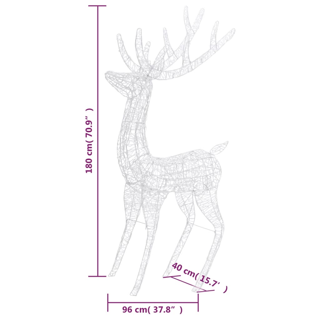 Ren de Crăciun 250 LED-uri, 2 buc. multicolor 180 cm acril XXL