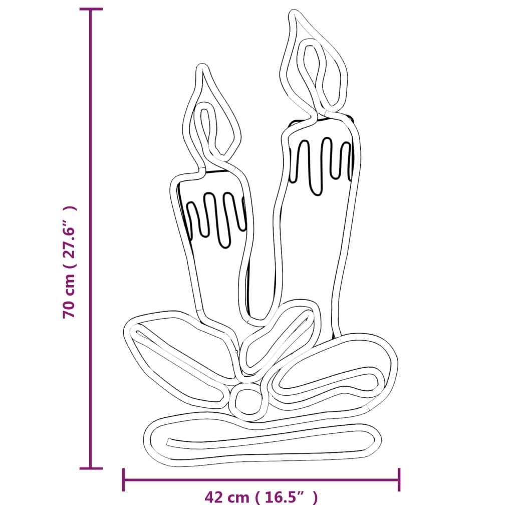 Figurine lumânări de Crăciun cu 144 LED-uri, 2 buc., 70x42 cm