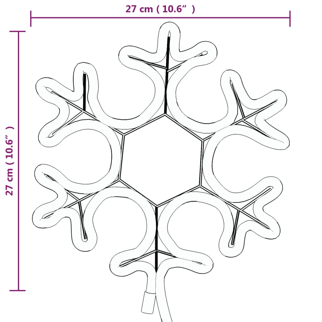 Figurină fulg de zăpadă de Crăciun LED 3 buc. alb cald 27x27 cm