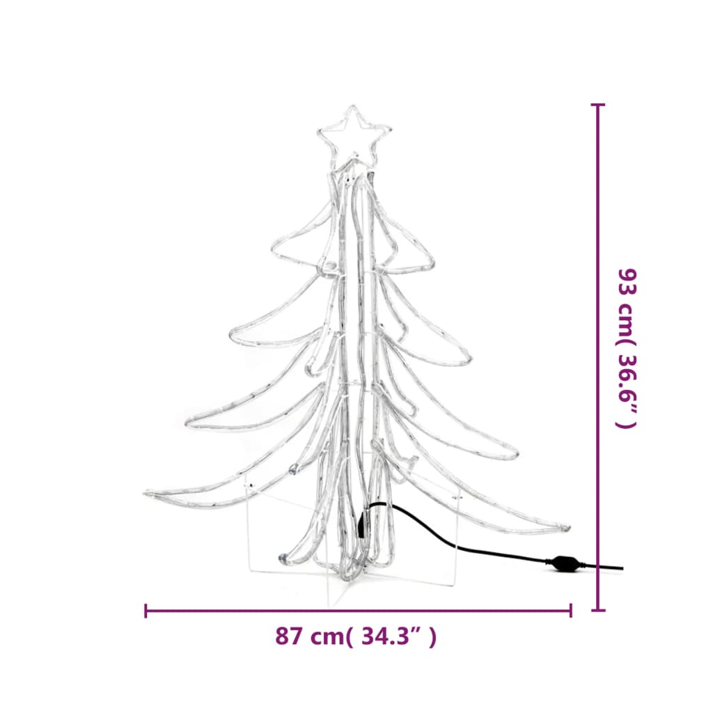 Figurină brad de Crăciun pliabil LED 2 buc alb cald 87x87x93 cm