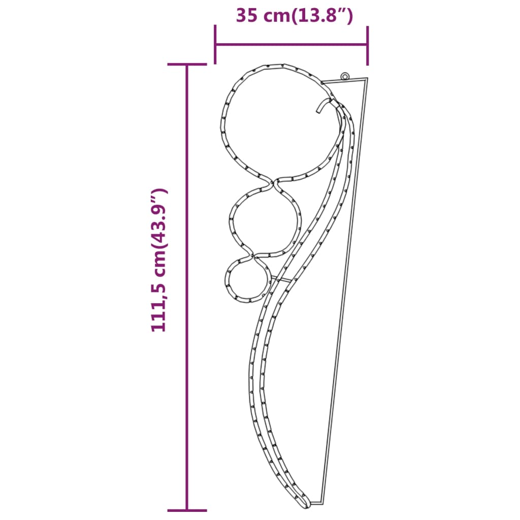 Șir de lumini în formă de bilă 8 buc. alb cald 111,5x35x4,5 cm