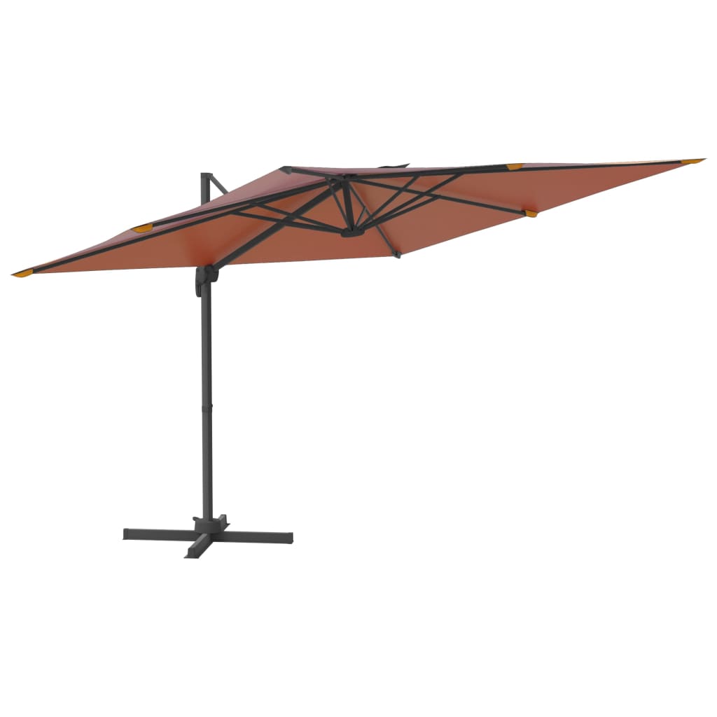 Umbrelă în consolă cu stâlp din aluminiu, cărămiziu, 400x300 cm