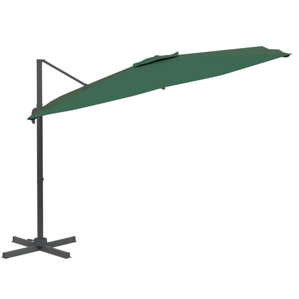 Umbrelă dublă în consolă cu LED, verde, 400x300 cm