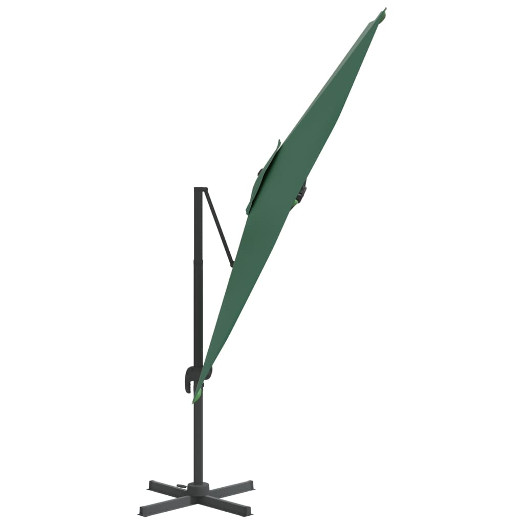 Umbrelă dublă în consolă cu LED, verde, 400x300 cm