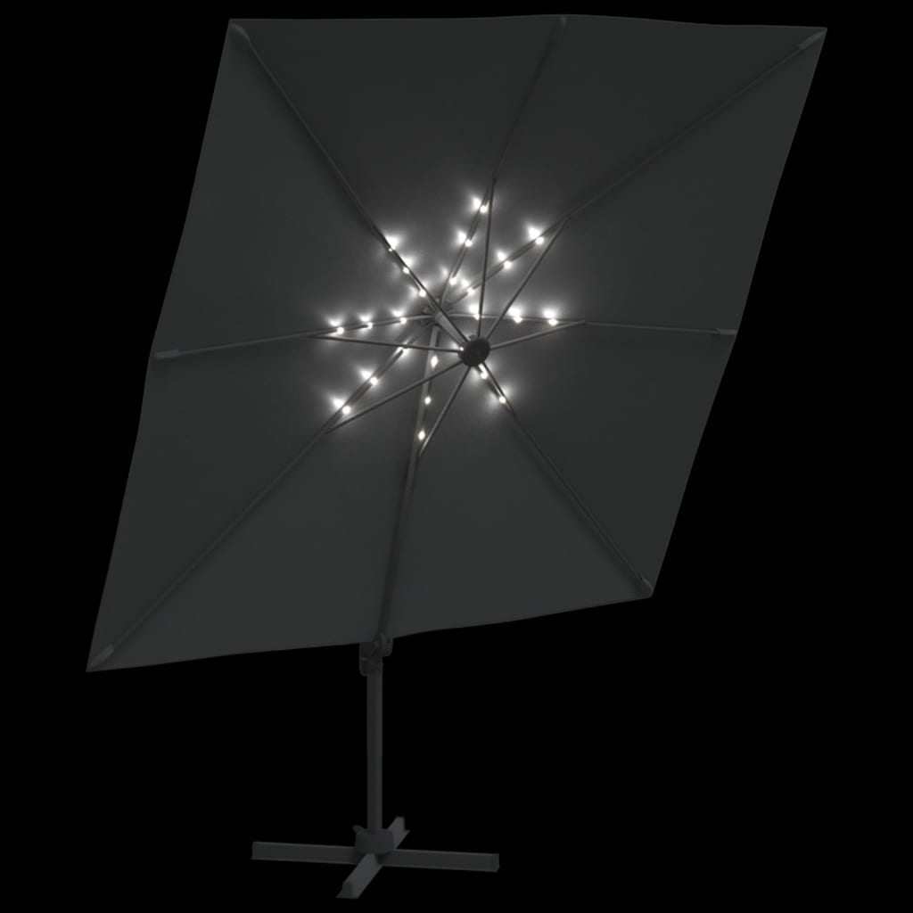 Umbrelă în consolă cu LED, antracit, 400x300 cm