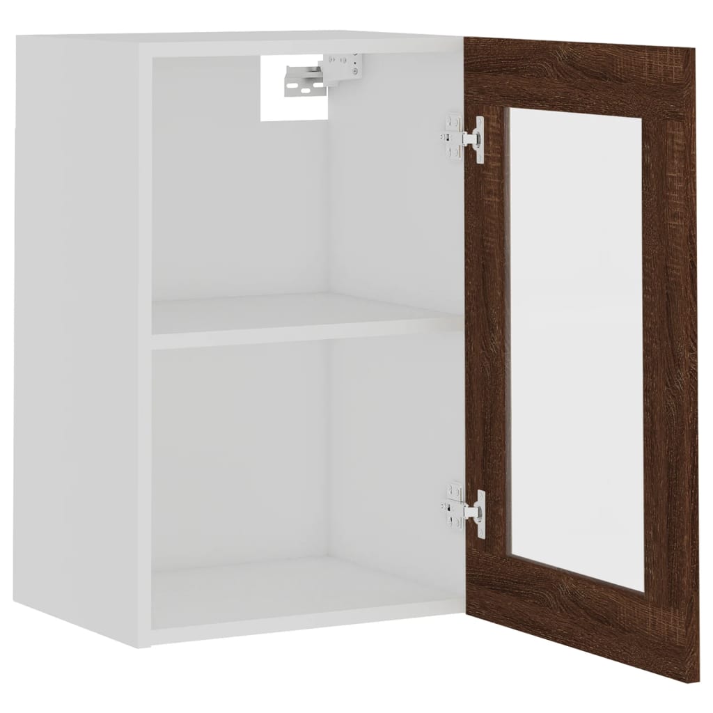 Dulap suspendat cu sticlă stejar maro 40x31x60 cm lemn compozit