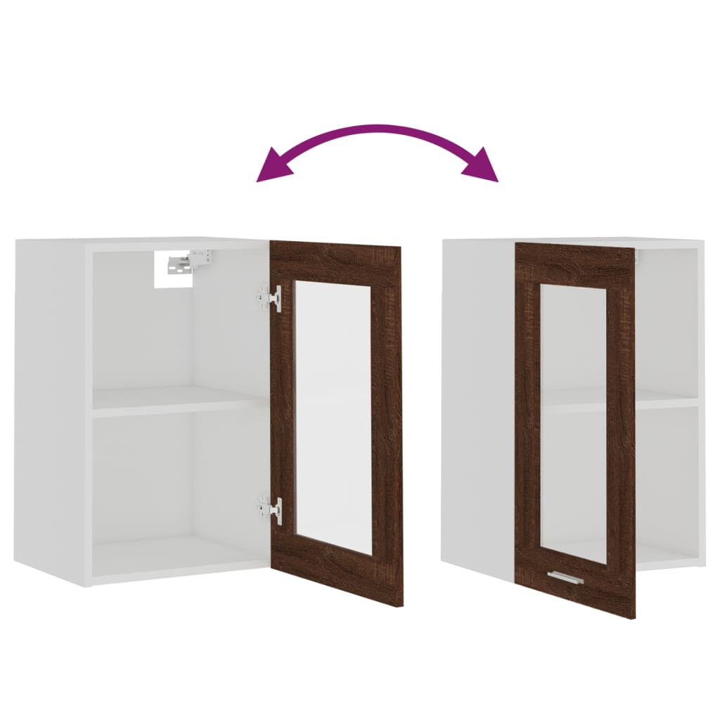 Dulap suspendat cu sticlă stejar maro 40x31x60 cm lemn compozit