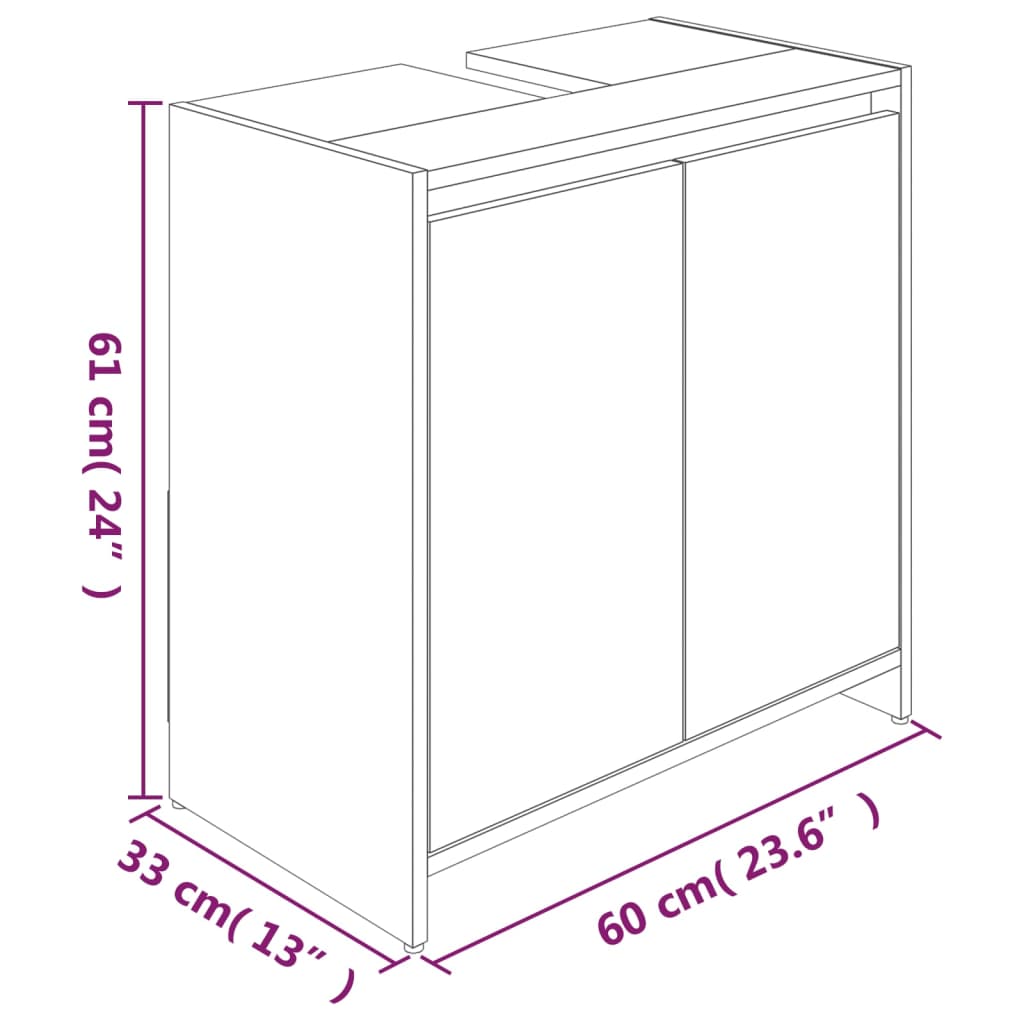 Dulap de baie, stejar fumuriu, 60x33x61 cm, lemn prelucrat