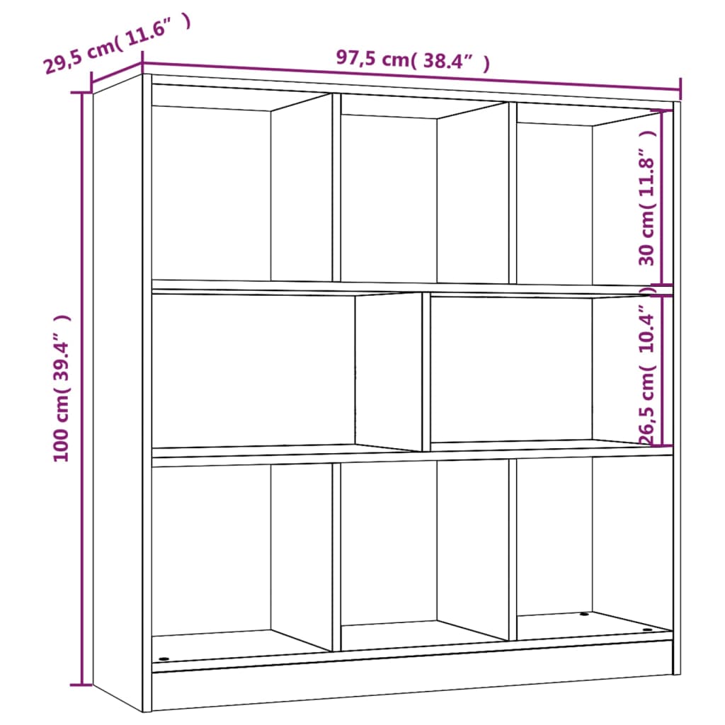 Bibliotecă, stejar fumuriu, 97,5x29,5x100 cm, lemn prelucrat