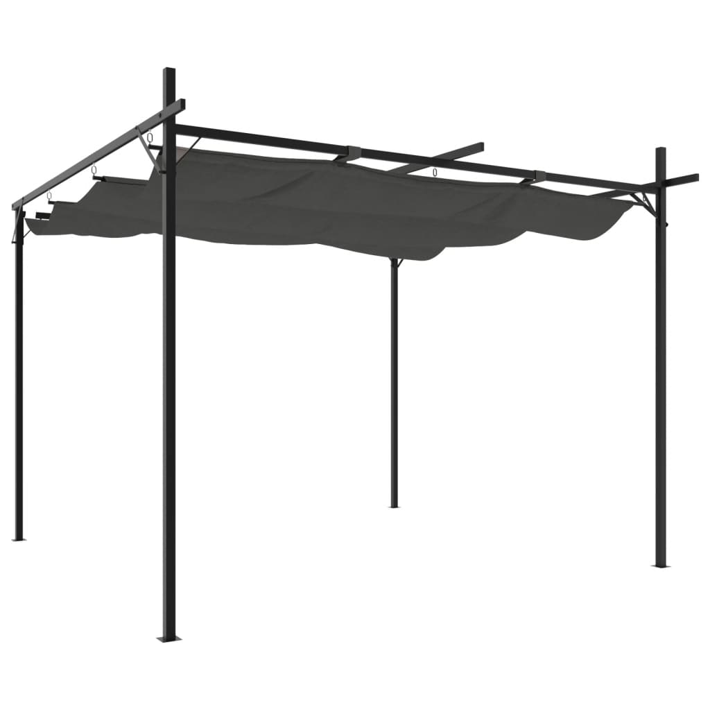 Pergola with retractable roof, anthracite, 295x292x230 cm