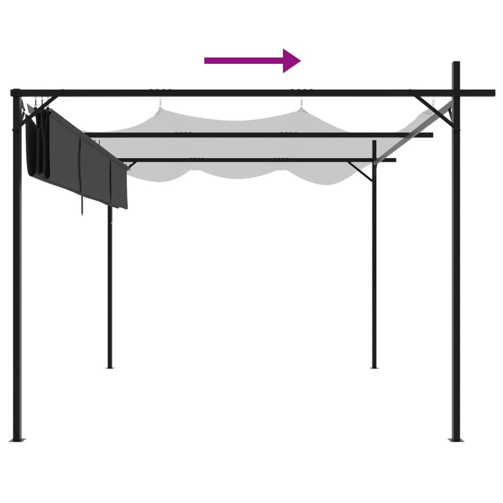 Pergola with retractable roof, anthracite, 295x292x230 cm