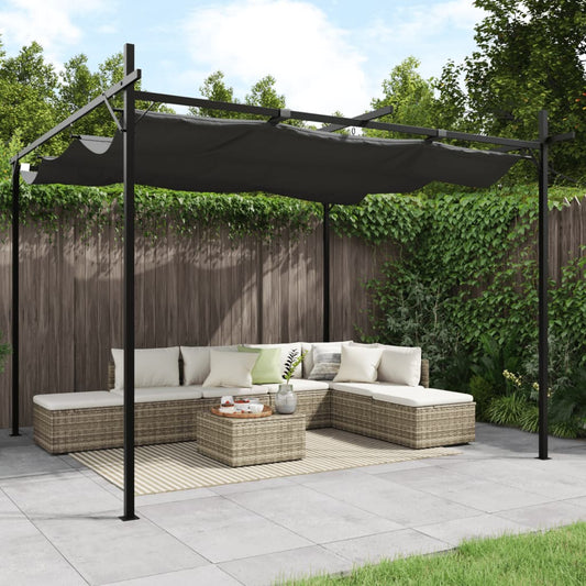 Pergola with retractable roof, anthracite, 295x292x230 cm