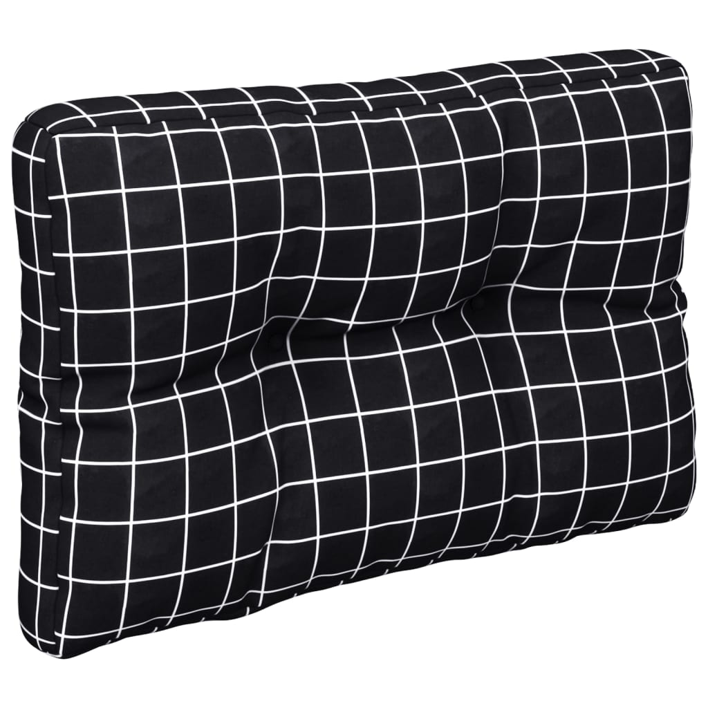 Pernă de paleți, negru, carouri, 60x40x12 cm, textil