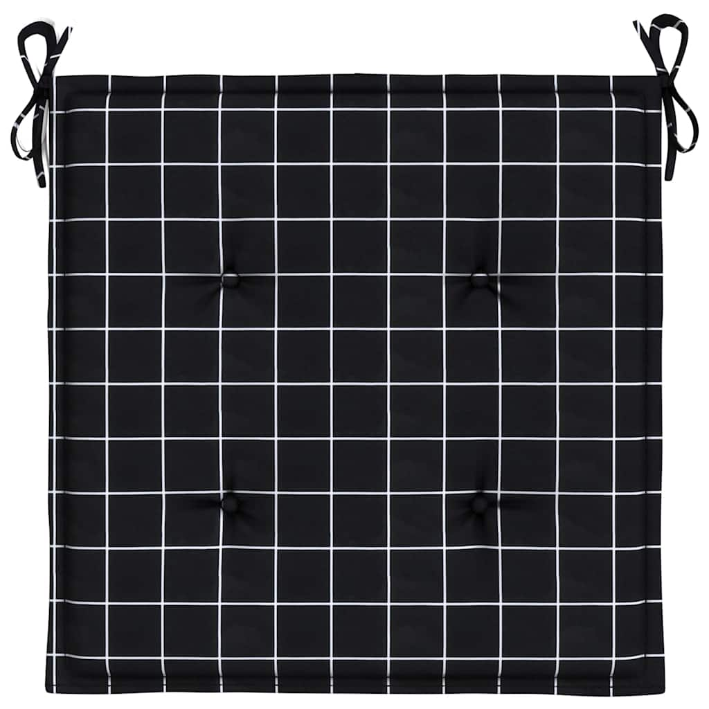 Perne scaun grădină 2 buc negru model carouri 40x40x3 cm textil