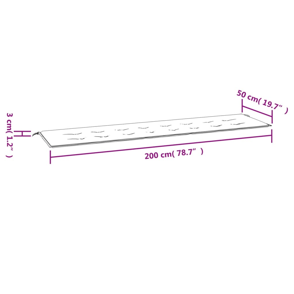 Pernă bancă de grădină, model frunze, 200x50x3 cm, textil